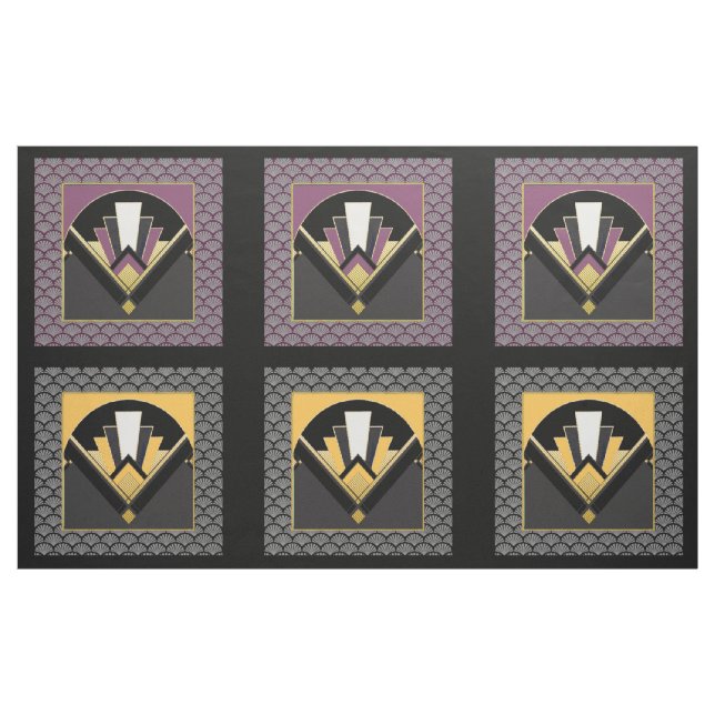 # 6 Iconic Art Deco Fan design Panels 16 inches Fabric (Yard)