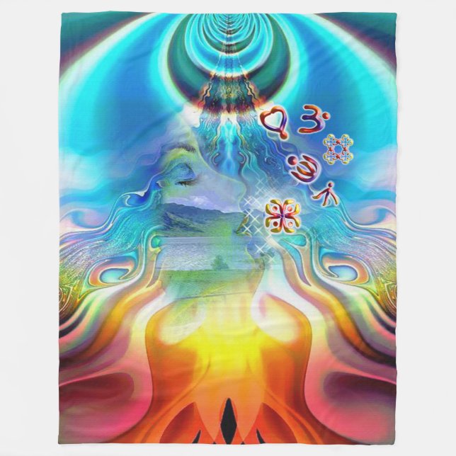 6 Language of Light Base Chakra Symbols Fleece Blanket (Front)