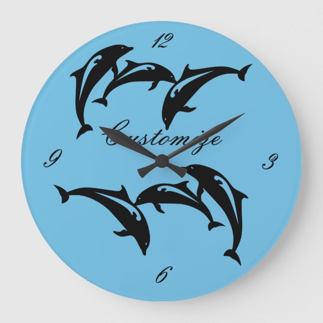 6 Leaping Porpoises Thunder_Cove Large Clock (Front)