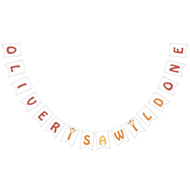 6 Letters Name Is A Wild One Safari Jungle Giraffe Bunting (All)