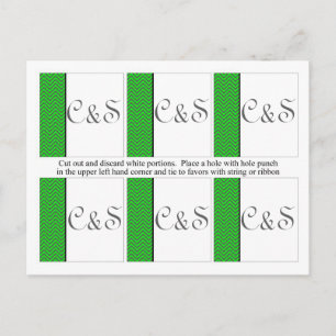 6 Modern Chevron Neon Green/Grey Favour Tags Postcard