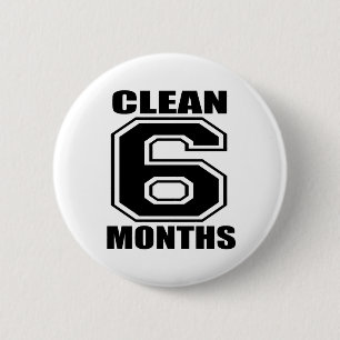 6 months clean black cm round badge