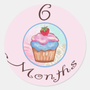 6 Months Cupcake Milestone Classic Round Sticker