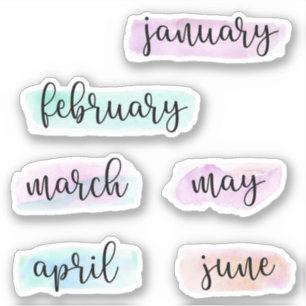 6 Months of the Year -January to June- Watercolor