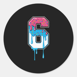 6 Number Six Team Sports Ice Cream Drip 67 Six Sev Classic Round Sticker