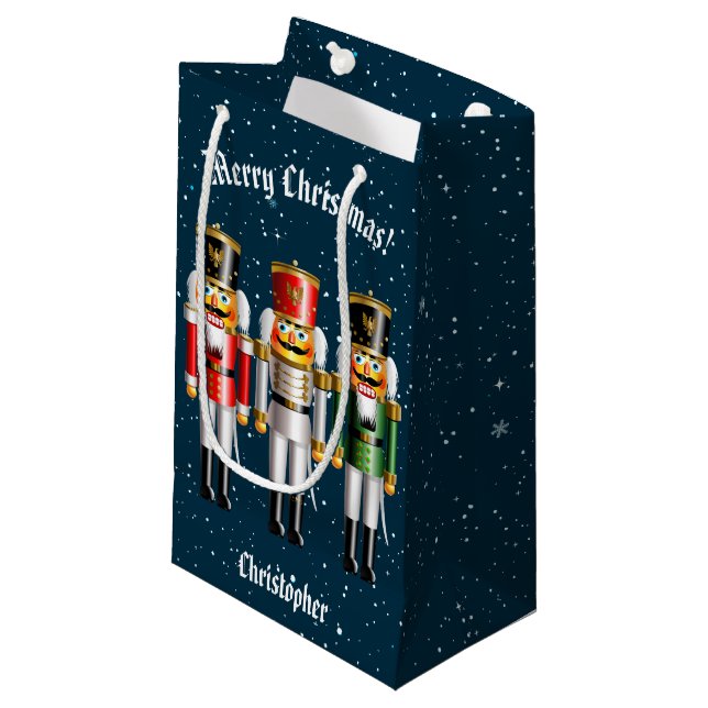 6 Nutty Nutcracker Toy Soldiers Small Gift Bag (Front Angled)