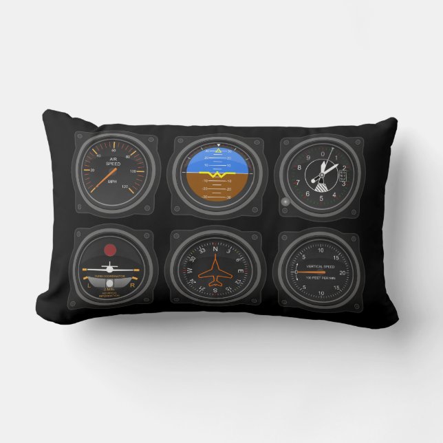 6 Pack of Aeroplane Gauges Lumbar Cushion (Front)