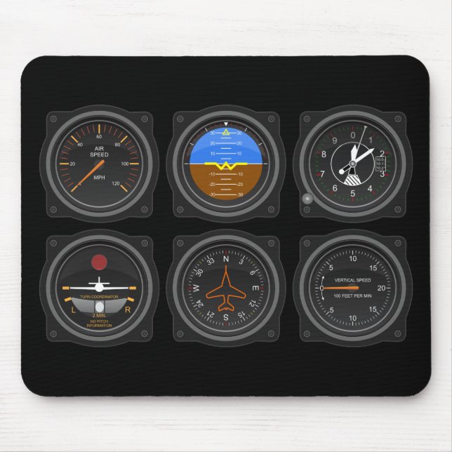 6 Pack of Aeroplane Gauges Mouse Pad (Front)