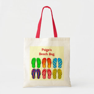 6 Pairs Colourful Beach Flip Flops Shoes Custom Tote Bag