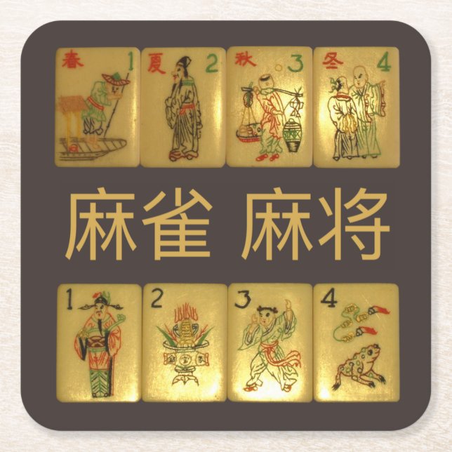 6 paper coasters – 麻雀  麻将  Flowers & Seasons (Front)