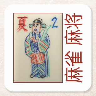 6 paper coasters – Flower/Season tile with 麻雀 麻将