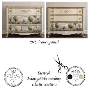 6 Paris Hot Air Balloon Wrapping Drawer Panels Paper Sheet