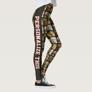 6 Photo and Text Template Personalized Collage Leggings