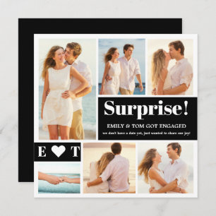 6 Photo Black White Engagement Announcement