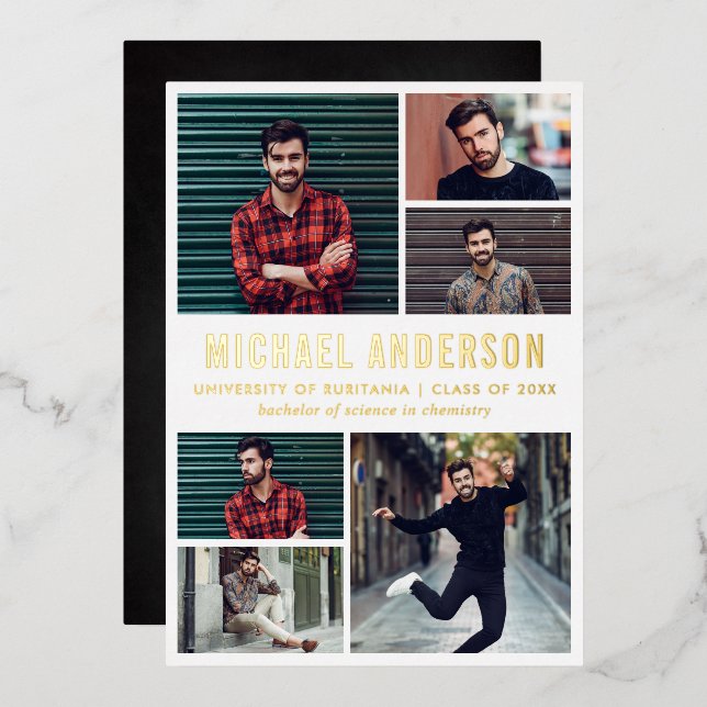 6 Photo Chalkboard Graduation Party  (Front/Back)