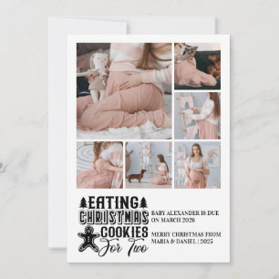 6 Photo Christmas Cookies for 2 Pregnancy Holiday Card