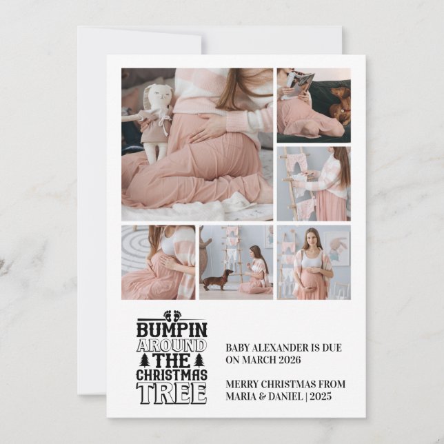 6 Photo Christmas Tree Pregnancy Announcement (Front)