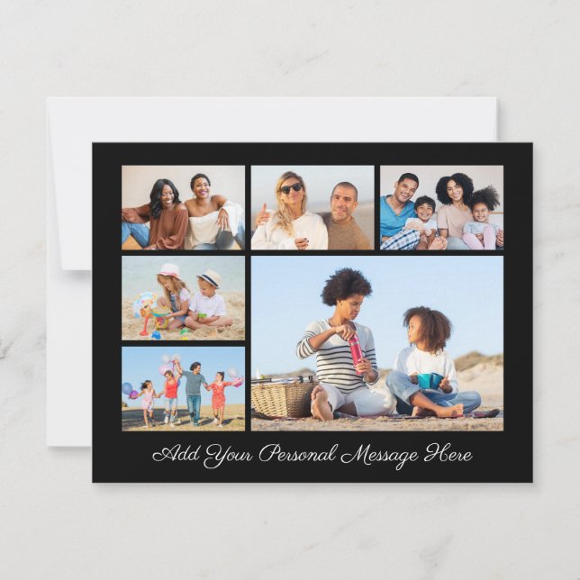 6 Photo Collage Add Your Own Greeting Flat Card (Front)
