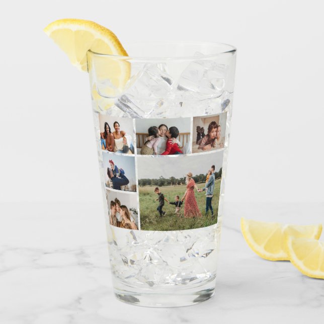 6 Photo Collage - Background Colour Can Be Changed Glass (Front Ice)