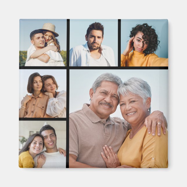 6 Photo Collage Background Colour Can Be Changed  Magnet (Front)