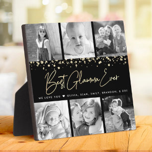 6 Photo Collage Best Glamma Ever Glam Gold Script Plaque