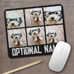 6 Photo Collage - black with bold name in white Mouse Pad<br><div class="desc">Use your square Instagram photos for the best results! TO CHANGE THE BACKGROUND - click on the customise or advanced design area, and choose a colour in the colour picker. Add your favourite pictures and snapshots to this film strip for a fun memory keeper. An artistic way to display your...</div>