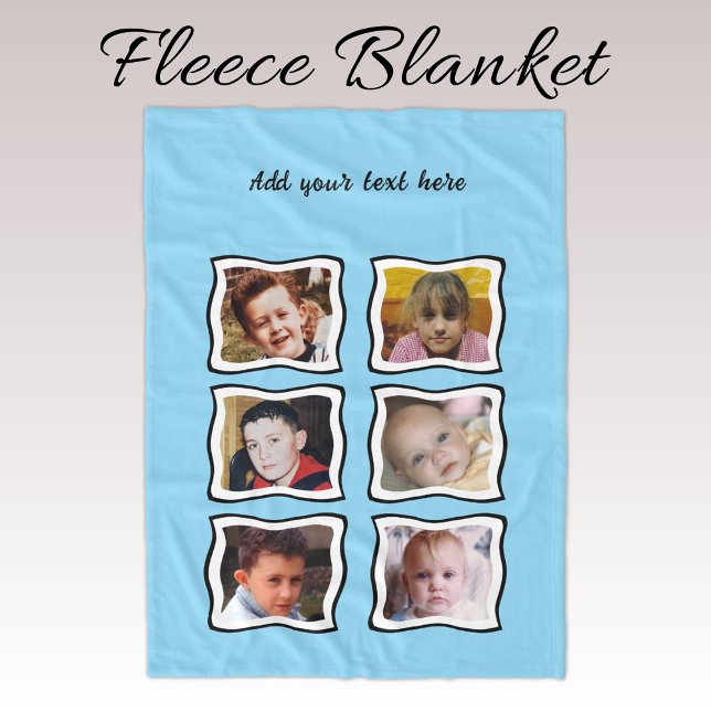6 photo collage blue fleece blanket (Creator Uploaded)