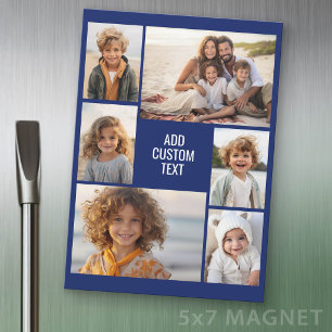 6 Photo Collage - Blue with White Text Magnet