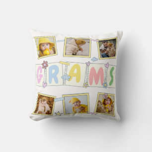 6 Photo Collage Cute Baby Pink Blue Granny Cushion