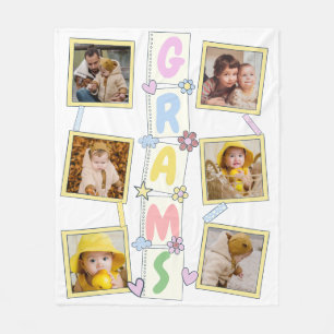 6 Photo Collage Cute Baby Pink Blue Granny Fleece Blanket
