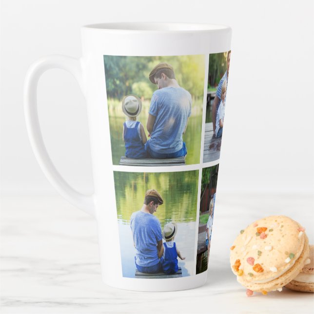 6 Photo Collage Dad Father Keepsake   Latte Mug (In Situ)