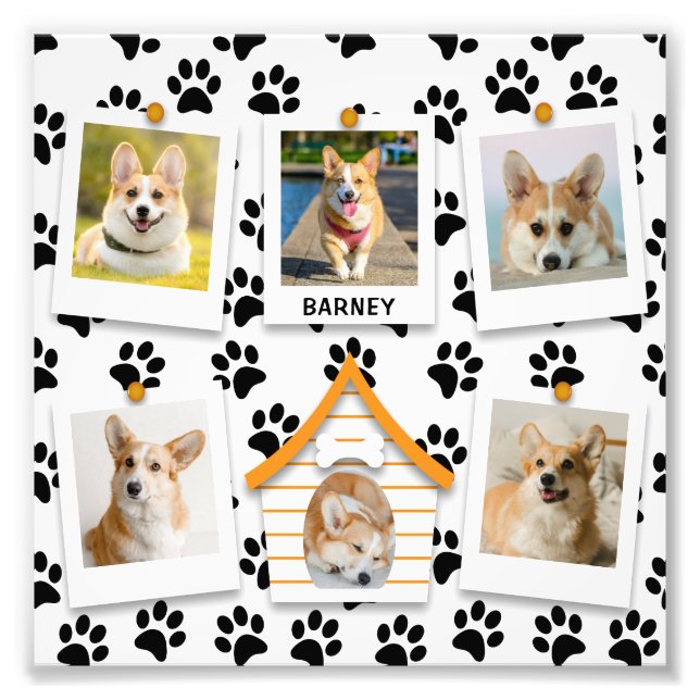 6 Photo Collage Dog House Name Photo Enlargement (Front)