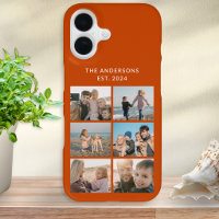 6 Photo Collage Family Name Custom Burnt Orange