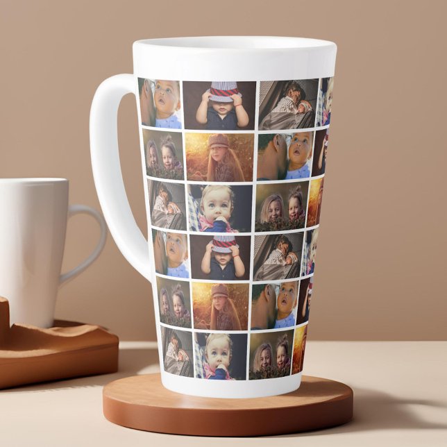 6 Photo Collage Family Photo Pattern Keepsake Latte Mug (Creator Uploaded)
