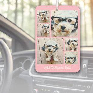 6 Photo Collage - funky hexagon pattern pink Car Air Freshener