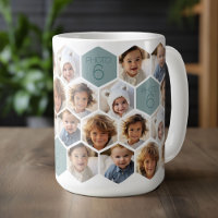 6 Photo Collage - funky honeycomb pattern - white
