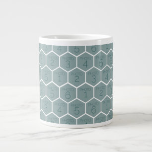 6 Photo Collage - funky honeycomb pattern - white Large Coffee Mug