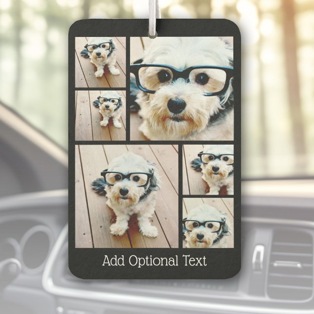 6 Photo Collage - funky pattern black Car Air Freshener (Custom Air Freshener with Photo Collage)