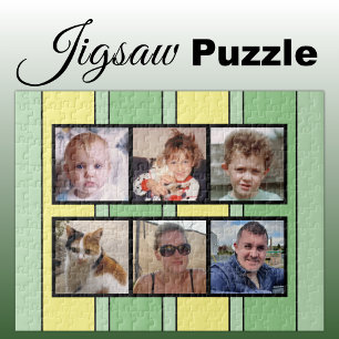 6 photo collage green yellow stripes jigsaw puzzle