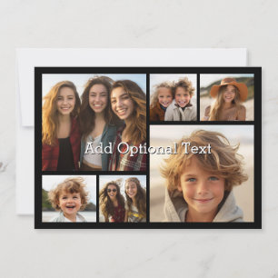 6 Photo Collage Grid with White Text -- Black Holiday Card