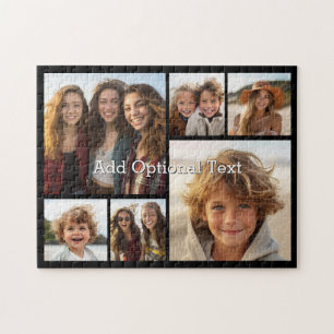 6 Photo Collage Grid with White Text -- Black Jigsaw Puzzle