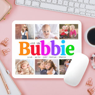 6 Photo Collage Love You Bubbie Colourful Modern Mouse Pad