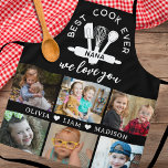 6 Photo Collage Love You Nana Best Cook Ever Black Apron<br><div class="desc">Best cook ever photo apron personalised with grandkids pictures and names for the best nana in the world.</div>