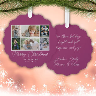 6 Photo Collage Merry Christmas Family Tree Decoration Card