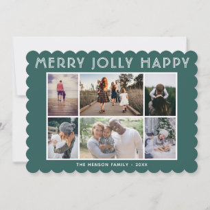 6 Photo Collage Merry Jolly Happy Christmas  Holiday Card