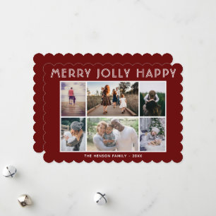 6 Photo Collage Merry Jolly Happy Christmas Holiday Card