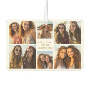 6 Photo Collage Minimalist - Gold and White Car Air Freshener
