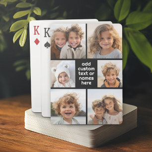 6 Photo Collage Minimalist - white and black Playing Cards
