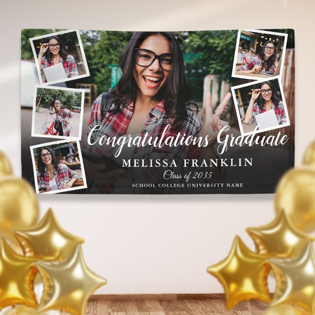 6 Photo Collage Modern Graduation Party Banner (6 Photo Collage Modern Graduation Party Banner)