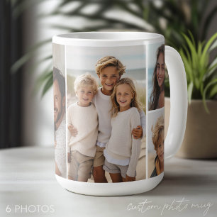 6 Photo Collage - Modern, Minimal White Background Coffee Mug